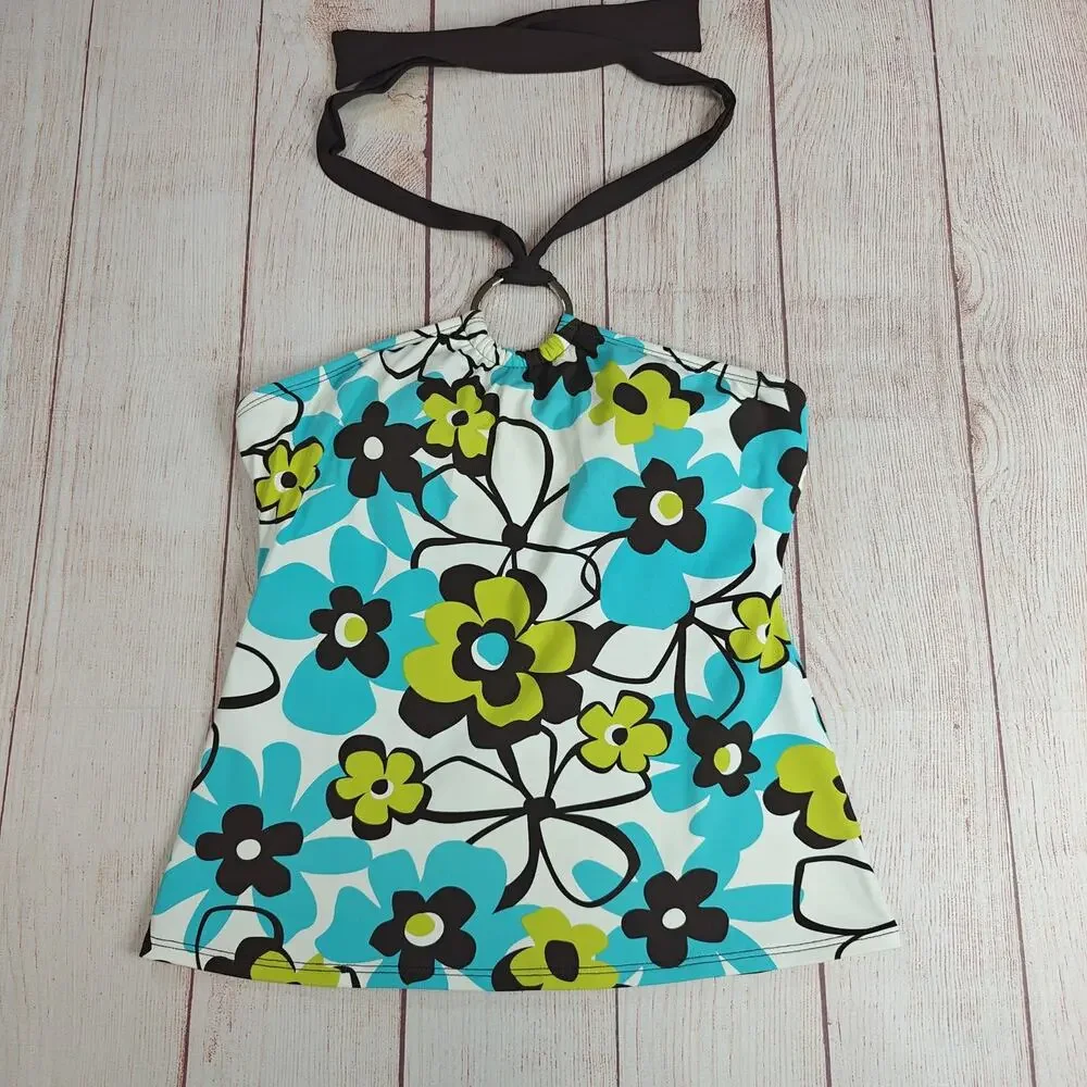 La Blanca Y2K-era vintage floral halter tankini top sz 8